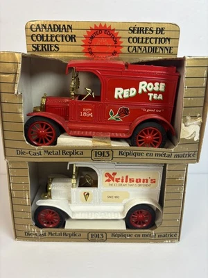 ERTL 1913 Canadian Coin Bank #2130 Red Rose #2131 Neilson’s Ice Cream Ford T Foto 1 de 4
