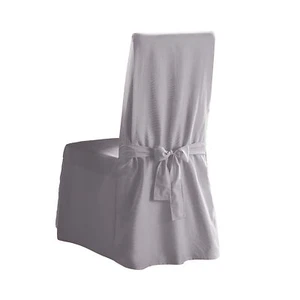 Cotton Canvas Dining Chair One Piece Slipcover Full Length Skirt and Back Tie... - Picture 1 of 6