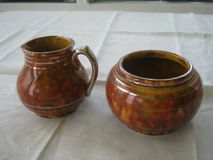 MADE IN ENGLAND Flambe Dripware Creamer & Sugar w/ Silver Trim PLEASE LQQK! - Bild 1 von 12