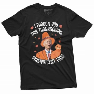Divertente T-shirt antibiden Thanksgiving tacchino perdono gatto maglietta anti biden - Foto 1 di 9