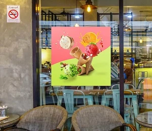 3D Ice Cream Dessert Shop G75 Window Stickers Vinyl Wall Mural Decals Coco - Picture 1 of 11