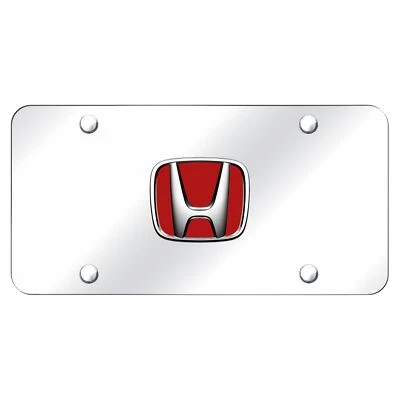 Honda Logo License Plate (Red on Chrome) - Image 1 of 3
