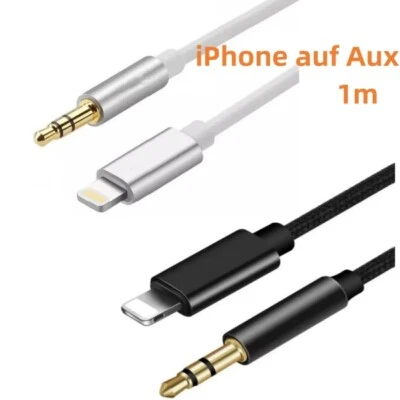 1M IOS iPhone auf AUX 3,5mm Klinke Stecker Adapter Kopfhörer Auxkabel für iPhone - Bild 1 von 4