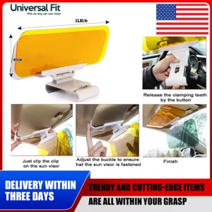 Día Noche HD Parasol Coche Extensión Coche Antideslumbramiento Conducción Tac Visera 2 Piezas EE. UU. - Imagen 1 de 24