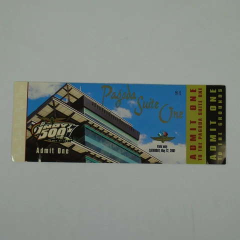 Pagoda Suite One 2001 Indianapolis 500 Credential Ticket Stub #81 Cover