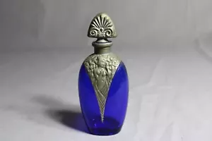 1 Bottiglia Profumo Alta Vetro Blu Cobalto 5 1/2" VINTAGE con Tappo - Foto 1 di 5