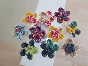 10 Applikationen Blüte Häkelblume Bunt Gehäkelt Aufnäher Handarbeit Aufnäher - Bild 1 von 4