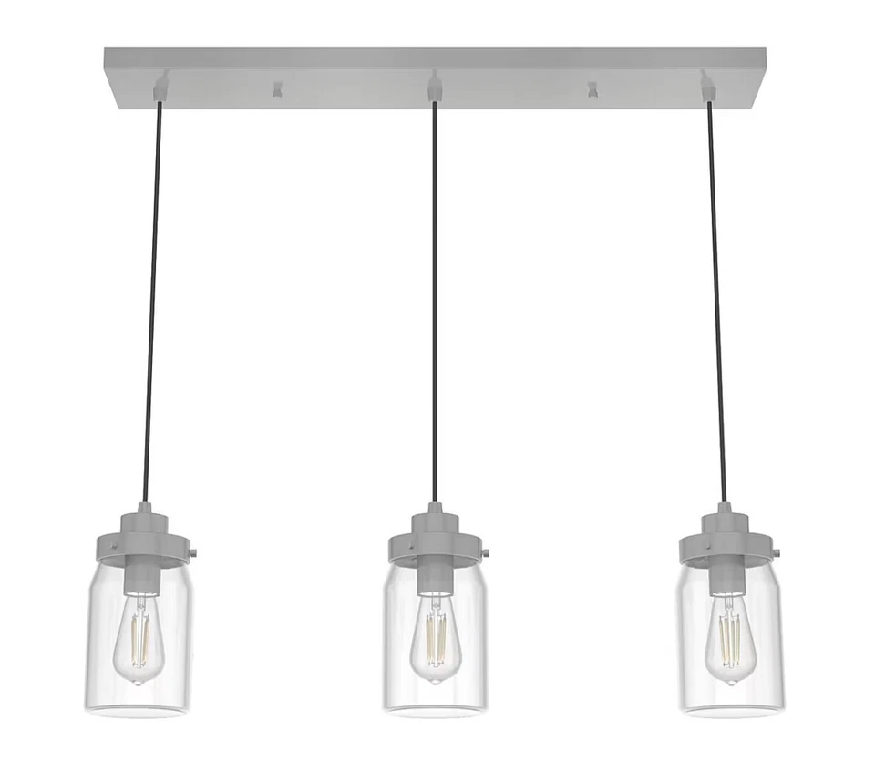 Island Pendent - 3 luces de níquel cepillado de la colección Devon Park - Hunter Foto 1 de 4