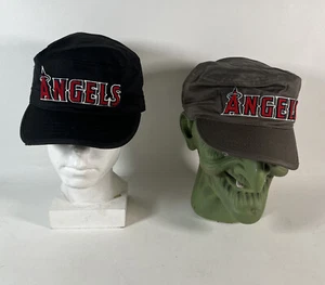 Lot Of 2 Low Profile Short Bill Adjustable Angel's Cap Hat Grey & Black - Picture 1 of 7