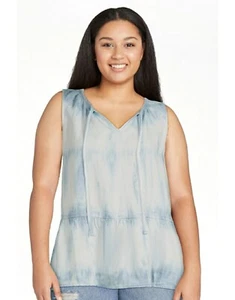 Time and Tru Women's Chambray Peplum Tank Top - Picture 1 of 3