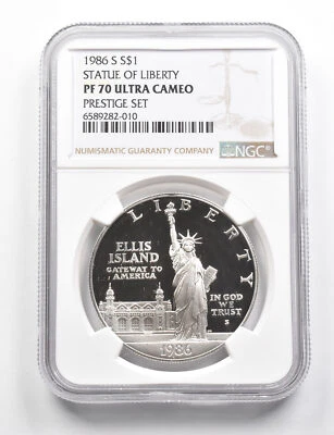 PF70UCAM 1986-S Statue Of Liberty Commemorative Silver $1 Prestige Set NGC *9832 - Image 1 of 3