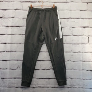 NIKE Joggers Mens Medium Athletic Tapered Drawstring Pull On Gray White - Picture 1 of 9