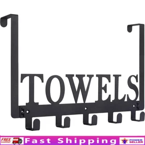 Over Door Towel Rack Hooks Wall Mount Metal Storage Bathroom Kitchen Organizer - Picture 1 of 5