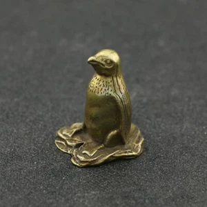 Chinese Handmade Copper  Brass Penguin Small Fengshui Statue Ornament - Picture 1 of 4