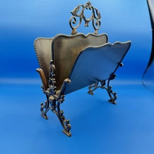 De Colección Hollywood Regency Estilo Soporte Libro Letra Bronce Latón Incrustación Ornamentado - Imagen 1 de 9