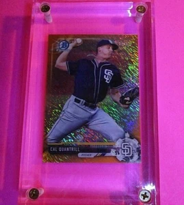 2017 Bowman Chrome ,CAL QUANTRILL Padres Prospect Orange Wave Refractor SP /25 - Picture 1 of 1