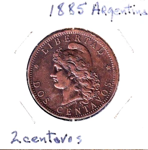 1885 Argentinien 2 Centavos (KM-33) Bronze [gedeckelte Freiheit] - Bild 1 von 2