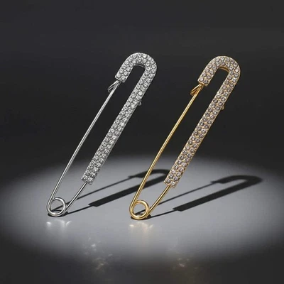 Spilla da Donna Spilla Sicurezza Elegante con Strass — Spilla Dorata e Argento G - Immagine 1 di 4