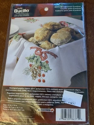 Bucilla Bread Cover 86371 Pine Cone & Holly Stamped Cross Stitch NEW SEALED - Image 1 of 3