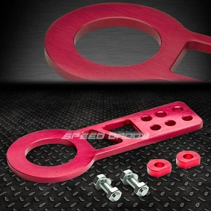 2.25" ANODIZED BRUSHED CNC BILLET ALUMINUM RED FRONT BUMPER RACING TOW HOOK KIT - Picture 1 of 3
