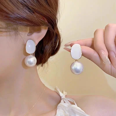 Ohrringe Ohrstecker Ohrschmuck Imitation Perle Glasur Damen Premium Silber S925 - Bild 1 von 4