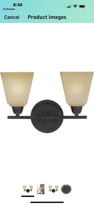 "Nuevo en caja 15,8"" con luz de gaviota con accesorio de tocador de baño de dos luces, bronce/crema oscura" Foto 1 de 4