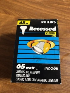 ⚡️1 Philips Recessed Flood 65BR30/Fl55 Indoor Flood Lamps⚡️65 Watt 130V 2000Hrs - Picture 1 of 8