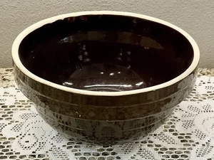"Cuenco mezclador vintage de gres marrón primitivo de cerámica de EE. UU. de 9""" - Imagen 1 de 7