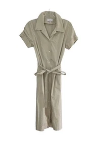 Adam Lippes beige hellbraun geknöpftes Hemdkleid Gürtel Taschen minimalistisch adrett 6 - Bild 1 von 6