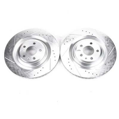 PowerStop Evolution Drilled Slotted Rotors Pair Rear For Audi A8 Quattro - Image 1 of 3