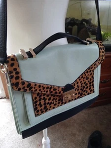 LEOFFLER RANDALL Women's Green/Animal Print Calf Hair Rider Hand Bag Purse - Picture 1 of 14