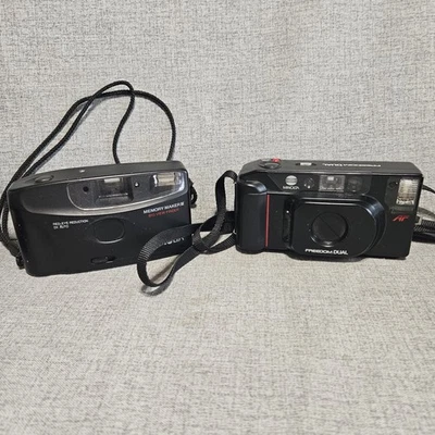 Minolta Freedom AF35 Dual Point  Shoot Camera & Memory Maker 3 Untested Lot Of 2 - Image 1 of 4