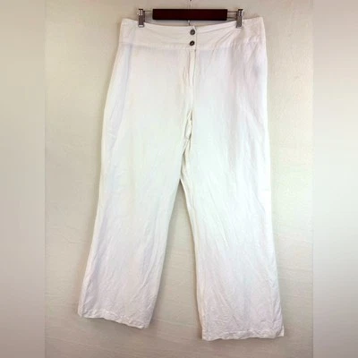 EAST 5th Women's White Linen Pants 14P Wide Leg Beach Breathable Lightweight - Image 1 of 4