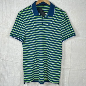 Polo golf uomo G/FORE a righe taglia M manica corta blu verde bianco, nuova con etichetta - Foto 1 di 7