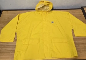 Carhartt Rain Jacket Mens 2XL Yellow Mayne Coat Hooded PVC Waterproof 101076 - Picture 1 of 10