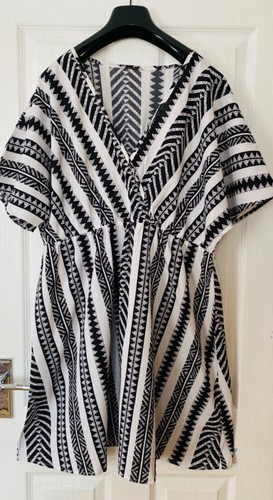 OFF WHITE Abito corto da donna nuovo taglie forti stampa a righe bianco taglia 18 20