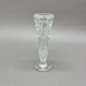 Jarrón vintage bohemio de plomo corte cristal brote panel Starburst pedestal 6" - Imagen 1 de 6
