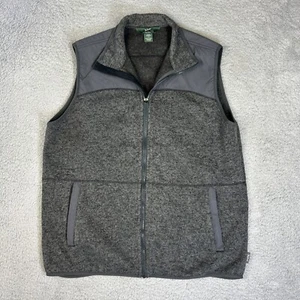 Woolrich Vest Mens Large Grey Charcoal Heather Full Zip Fleece Sleeveless Outer - Picture 1 of 8
