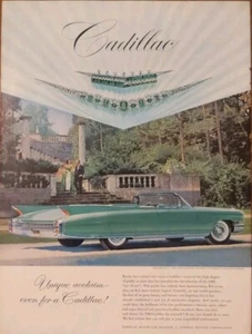 Cadillac 1960 convertible verde vintage de 2 puertas, hermoso arte de pared - Imagen 1 de 1