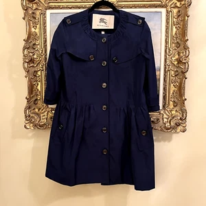 EEUC Womens Burberry London Navy Blue Jacket Trench Coat Dress US Size 8 - Picture 1 of 7