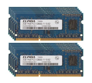 10pcs Elpida 2GB 1RX8 DDR3 1600MHz PC3-12800S 204PIN SO-DIMM Laptop Memory RAM - Picture 1 of 10