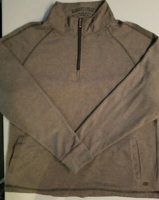 Margaritaville Mens 1/4 Zip Super Soft Grey Pullover Mock Neck w/ Pockets Medium - Image 1 of 4