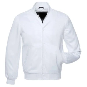 White Satin Bomber Jacket Vintage Varsity Jacket Baseball Lettermen Jacket - Picture 1 of 3