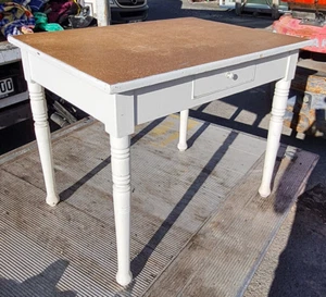 alter antiker Tisch Küchentisch Schubladentisch Shabby Chic Weiß - Bild 1 von 10