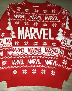 boys NEW MARVEL red white KNIT SWEATER TOP CHRISTMAS winter 10/11 years - Picture 1 of 1