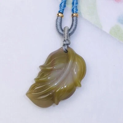 Collar Colgante Hoja Ágata Yanyuan Natural Amor Belleza Parejas Amistad Suerte Foto 1 de 4
