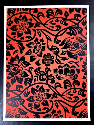 A - Shepard Fairey - Obey - Floral Takeover - Red & Black -  2017 - 143/200 - Image 1 of 3