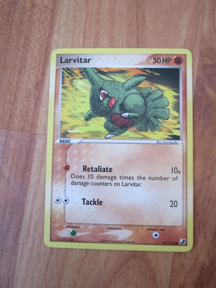 COMMON LARVITAR 61/115 EX UNSEEN FORCES SET POKEMON CARD - Image 1 of 1