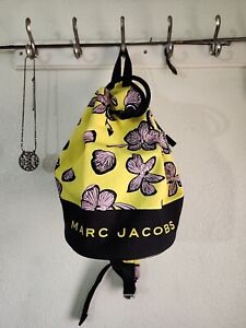 Marc Jacobs Large Yellow Black Floral Drawstring Top Bucket Bag Backpack 350.00