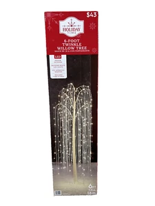 Holiday Time Christmas 6 FT Twinkle LED Warm White WILLOW TREE Indoor / Outdoor - Picture 1 of 5